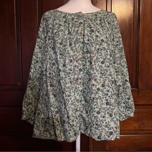 J. Jill Floral Button Down Floral Top Size XL 100% Cotton